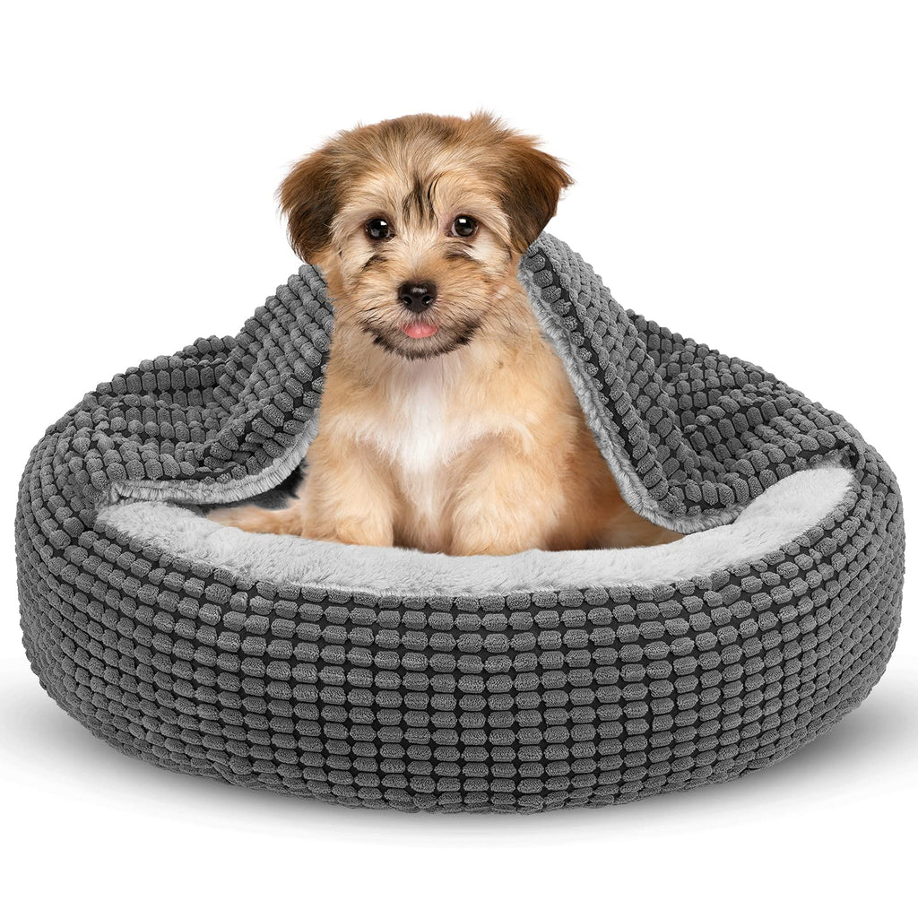 Beruhigendes Hundebett mit Kapuze